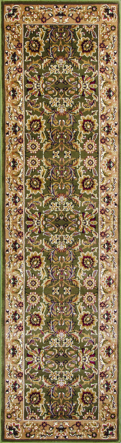 3'X5' Green Taupe Machine Woven Floral Traditional Indoor Area Rug