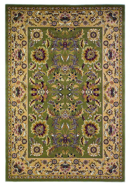 3'X5' Green Taupe Machine Woven Floral Traditional Indoor Area Rug