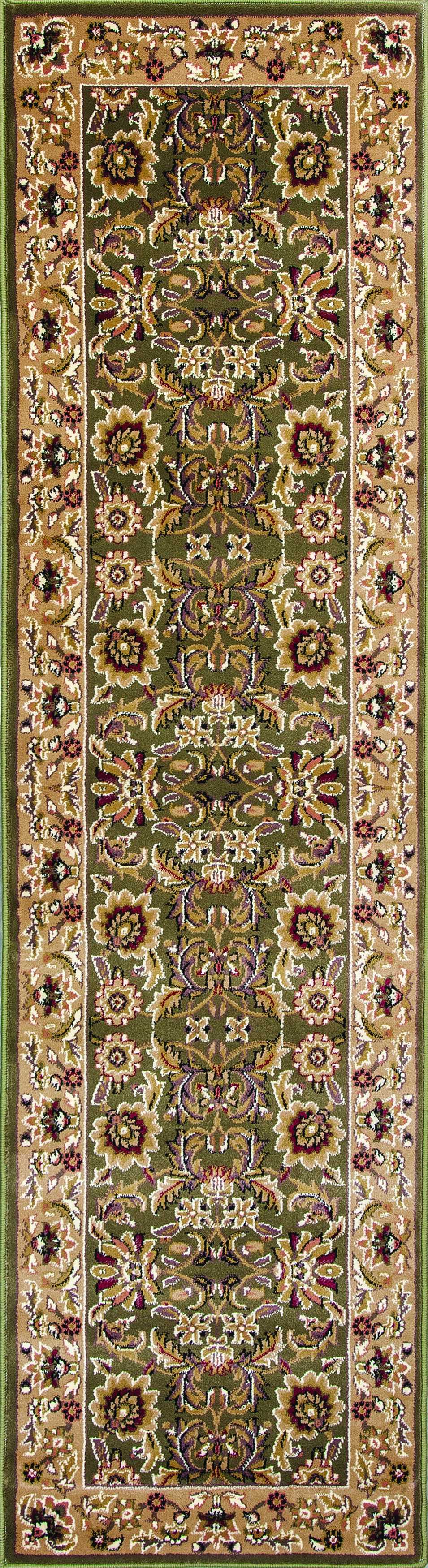 3'X5' Green Taupe Machine Woven Floral Traditional Indoor Area Rug