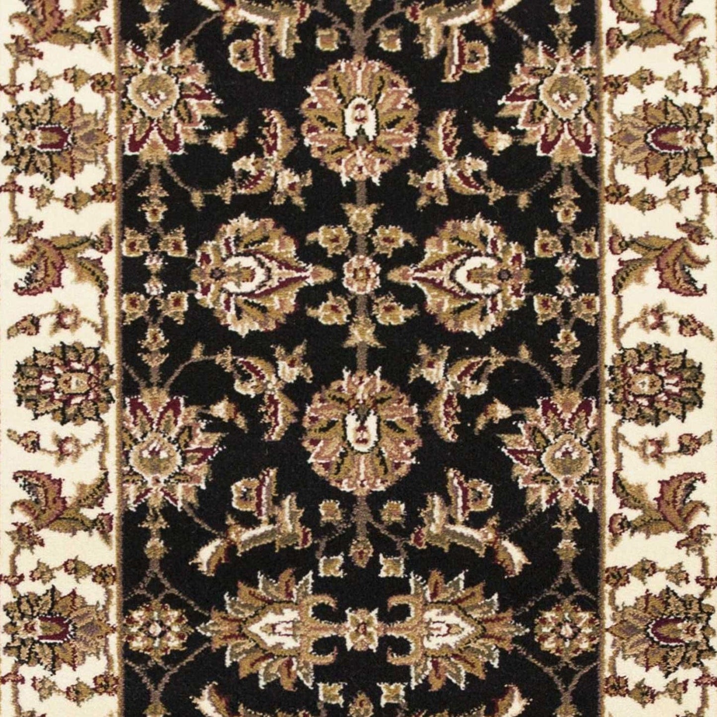 10'X13' Black Ivory Machine Woven Floral Traditional Indoor Area Rug