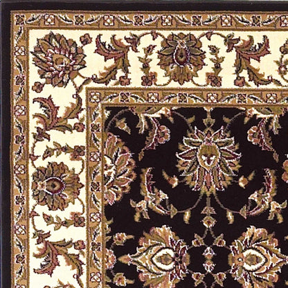 10'X13' Black Ivory Machine Woven Floral Traditional Indoor Area Rug
