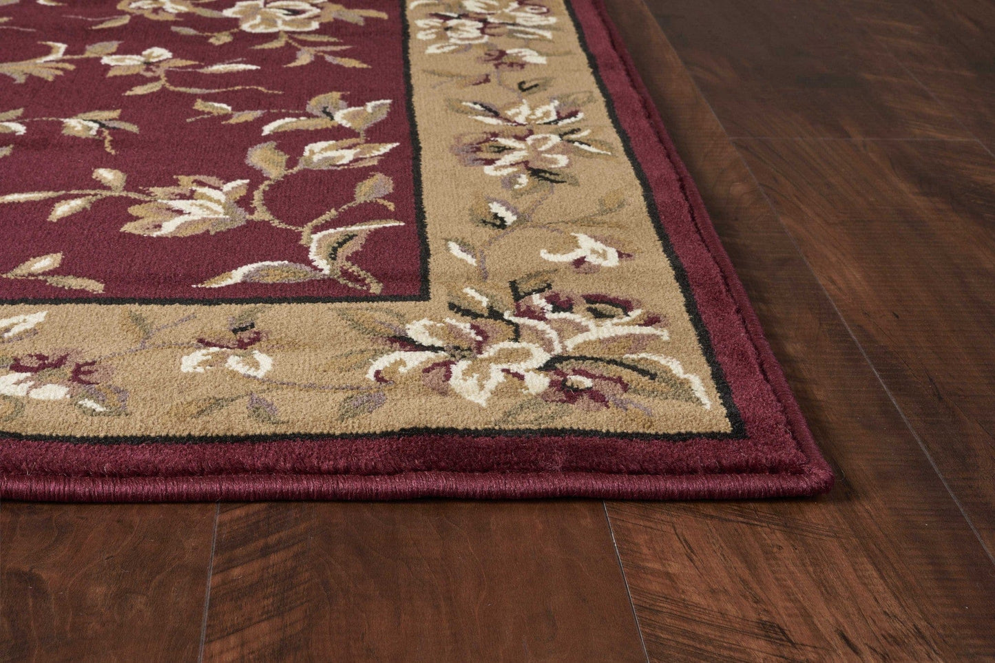 Red And Beige Octagon Floral Vines Area Rug