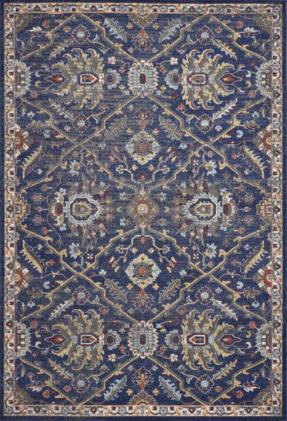 5'X8' Royal Blue Machine Woven Traditional Indoor Area Rug