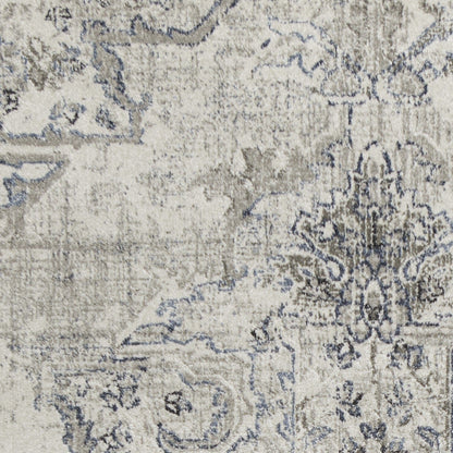 3' X 5' Ivory And Grey Floral Vines Area Rug