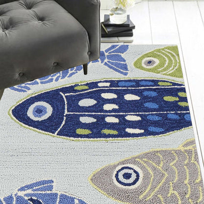 7' X 9'  Polyester Light Blue Area Rug