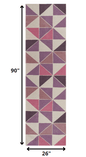 6'7 X 9'6 Polyester Ivory Pink Area Rug