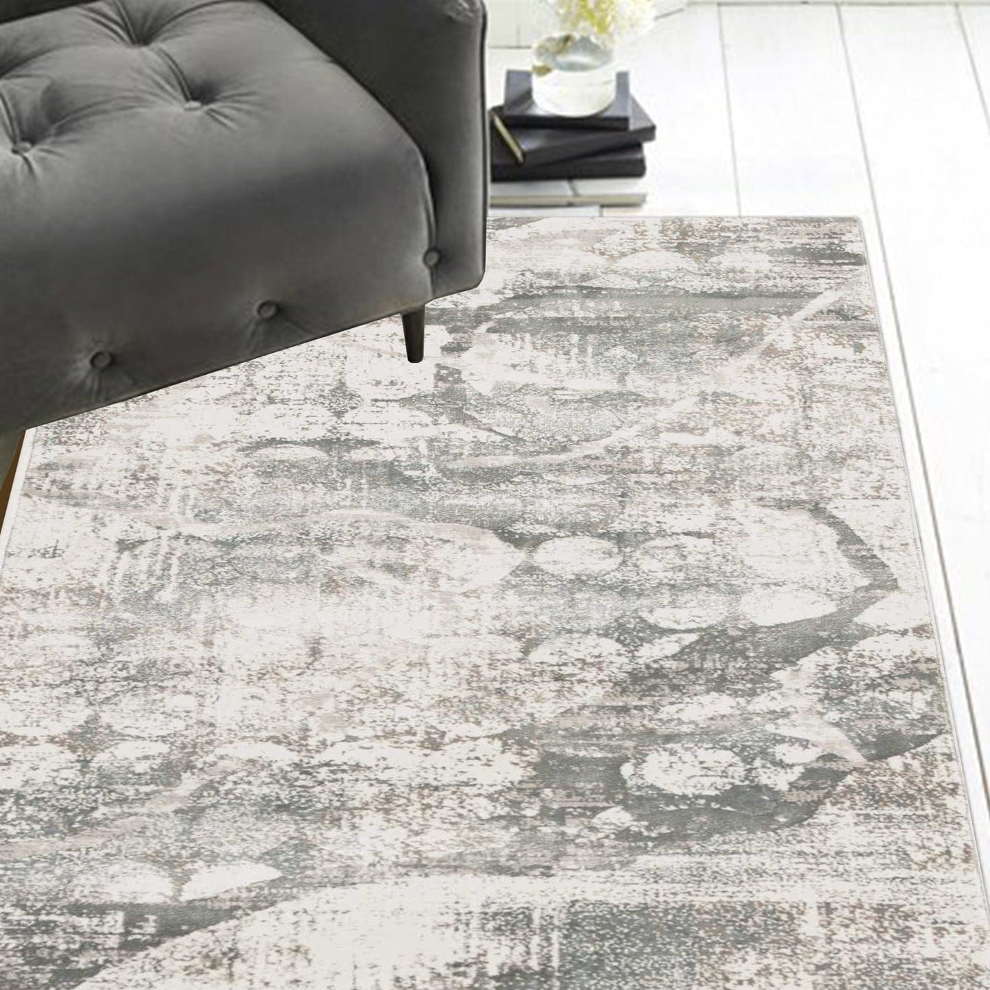 8'X11' Ivory Mist Machine Woven Abstract Indoor Area Rug