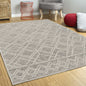 9'X12' Sand Beige Hand Tufted Diamond Pattern Indoor Area Rug