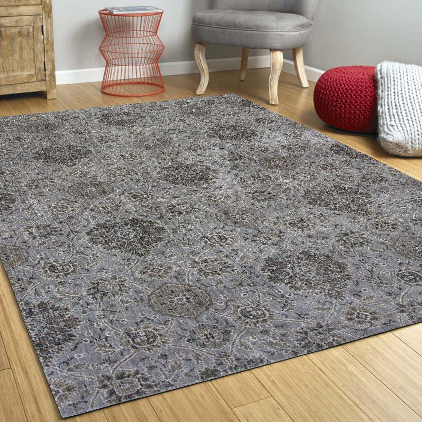 2' X 7' Silver Ancient Viscose Runner Rug
