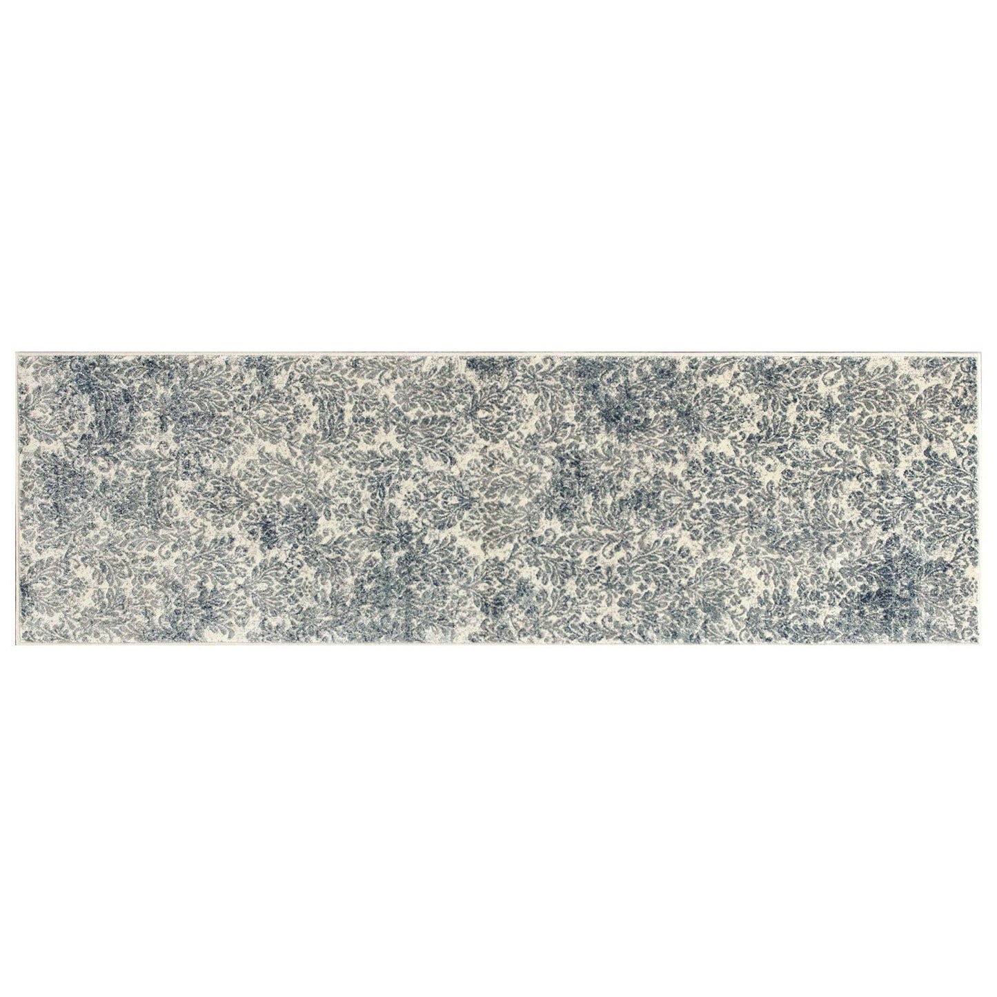 8'X11' Ivory Blue Machine Woven Damask Indoor Area Rug