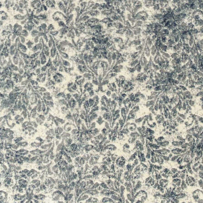 8'X11' Ivory Blue Machine Woven Damask Indoor Area Rug