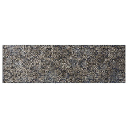 8'X11' Slate Blue Machine Woven Damask Indoor Area Rug