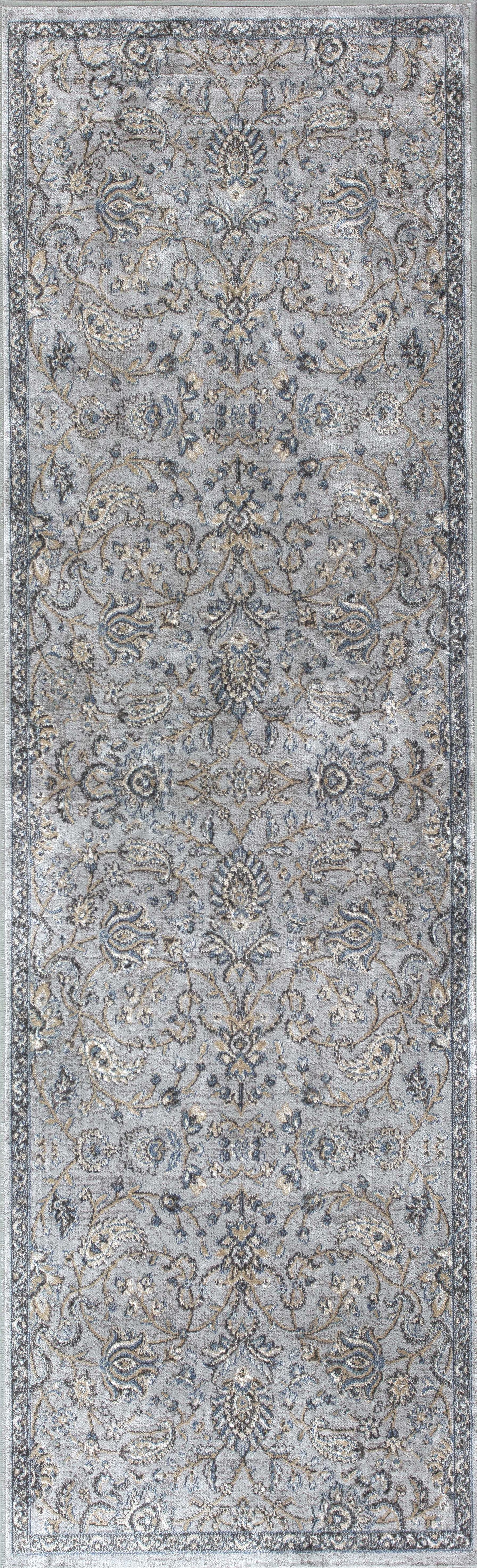 3'X5' Silver Blue Machine Woven Paisley Indoor Area Rug