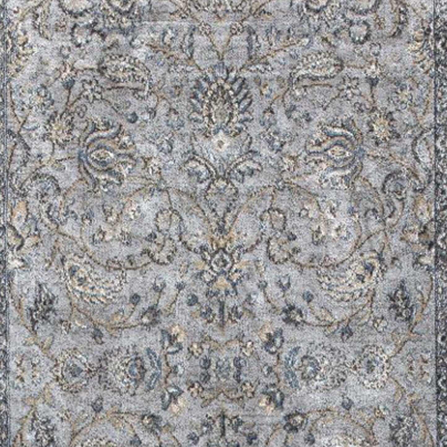 3'X5' Silver Blue Machine Woven Paisley Indoor Area Rug