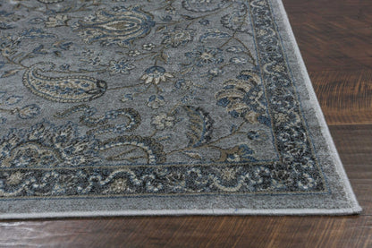 3'X5' Silver Blue Machine Woven Paisley Indoor Area Rug