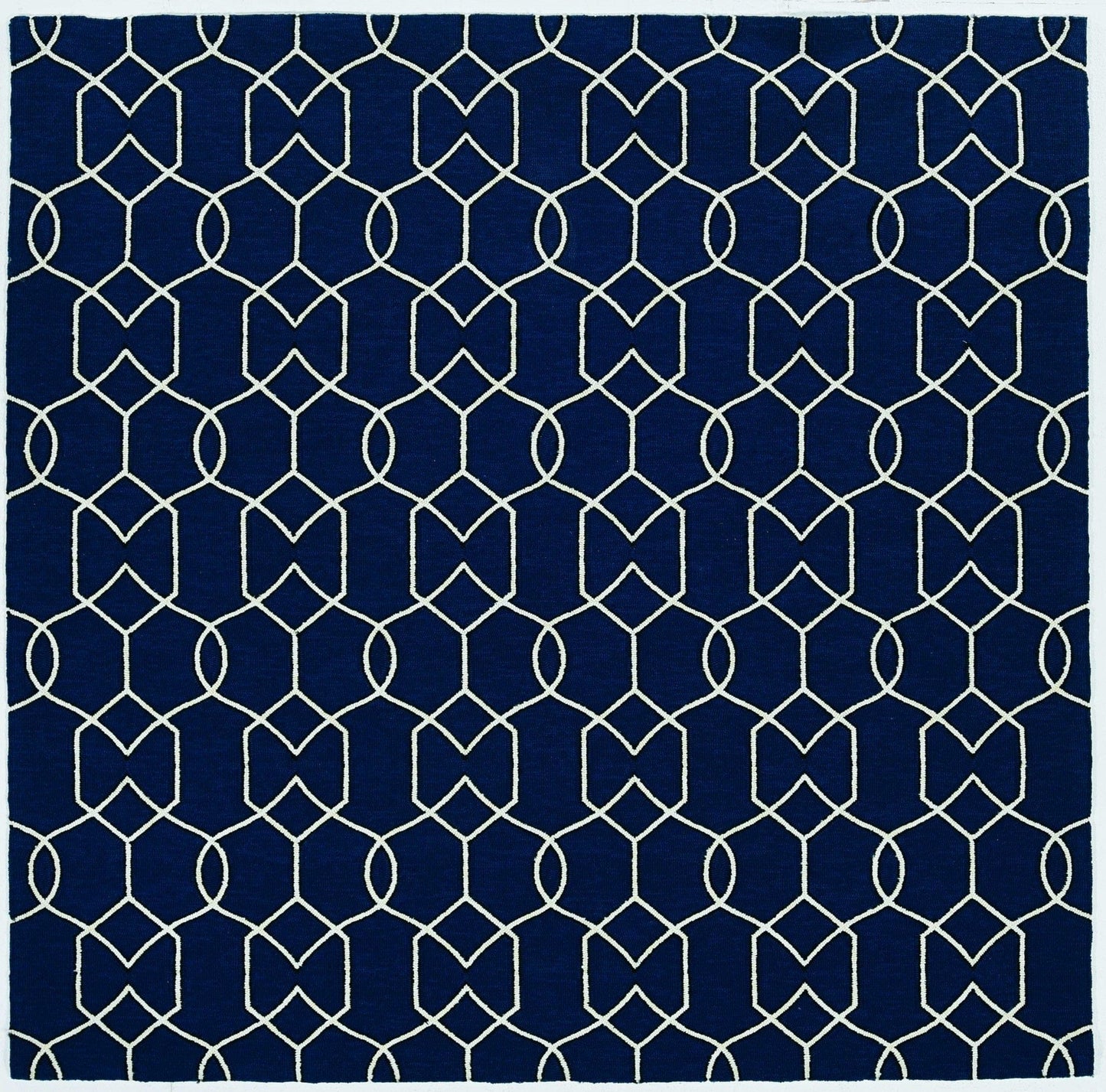 5' X 7' Navy Geometric Trellis Uv Treated Indoor Area Rug