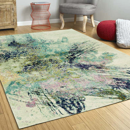 3'X5' Ivory Machine Woven Abstract Splatter Indoor Area Rug