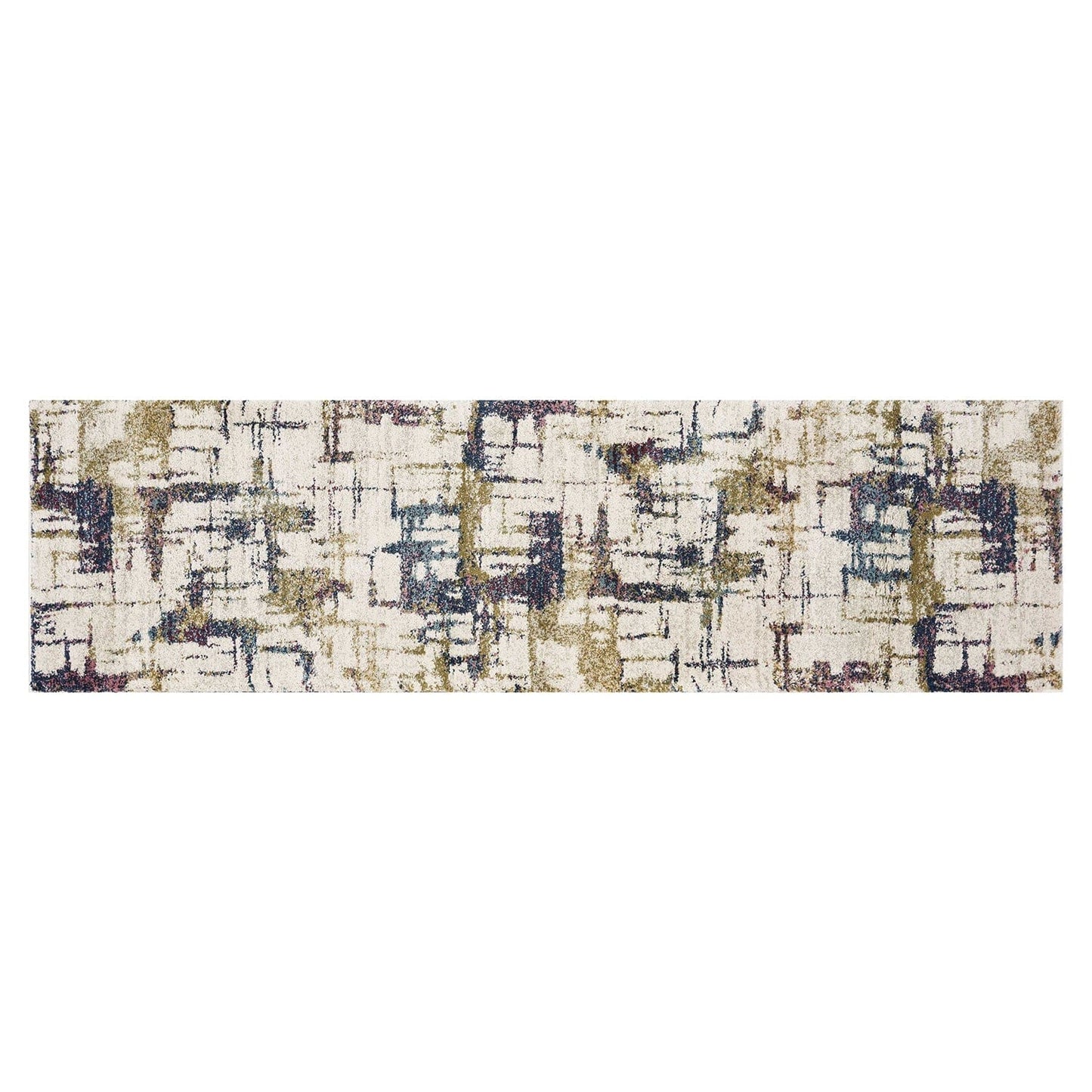 8'X10' Ivory Machine Woven Abstract Brushstrokes Indoor Area Rug