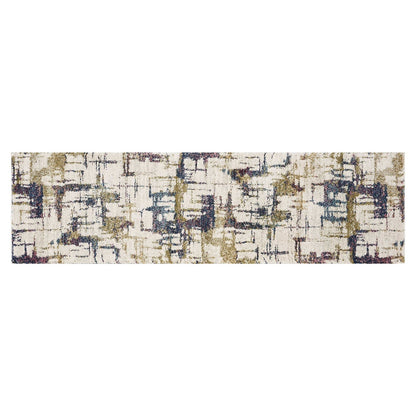 8'X10' Ivory Machine Woven Abstract Brushstrokes Indoor Area Rug