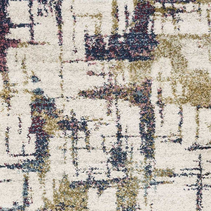 8'X10' Ivory Machine Woven Abstract Brushstrokes Indoor Area Rug