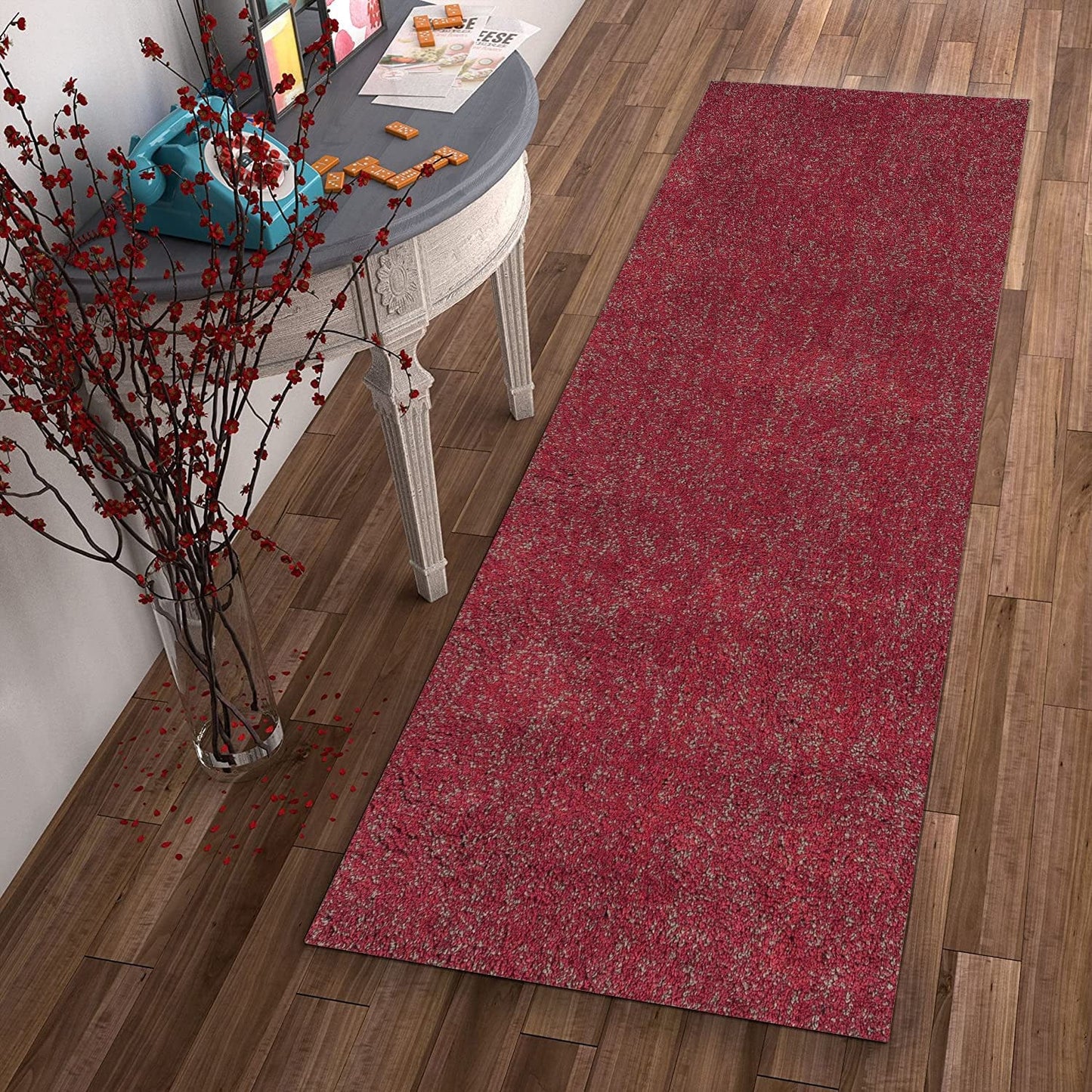 8' Round  Polyester Red Heather Area Rug