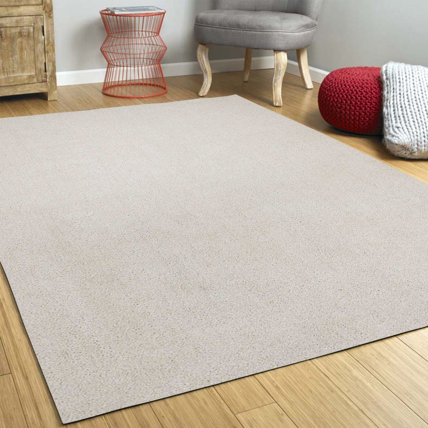 8' Round  Polyester Ivory  Area Rug