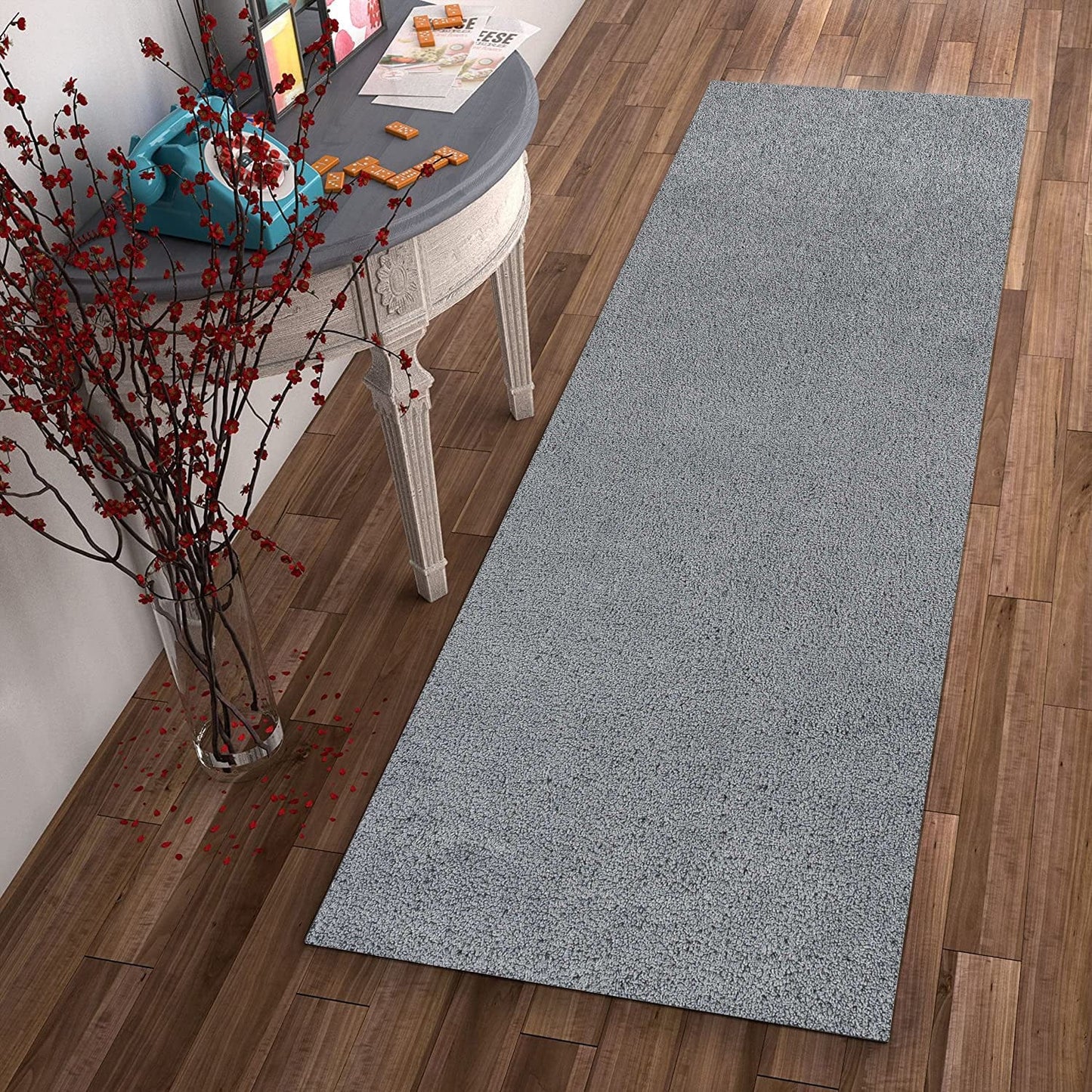 8' Round  Polyester Grey Area Rug