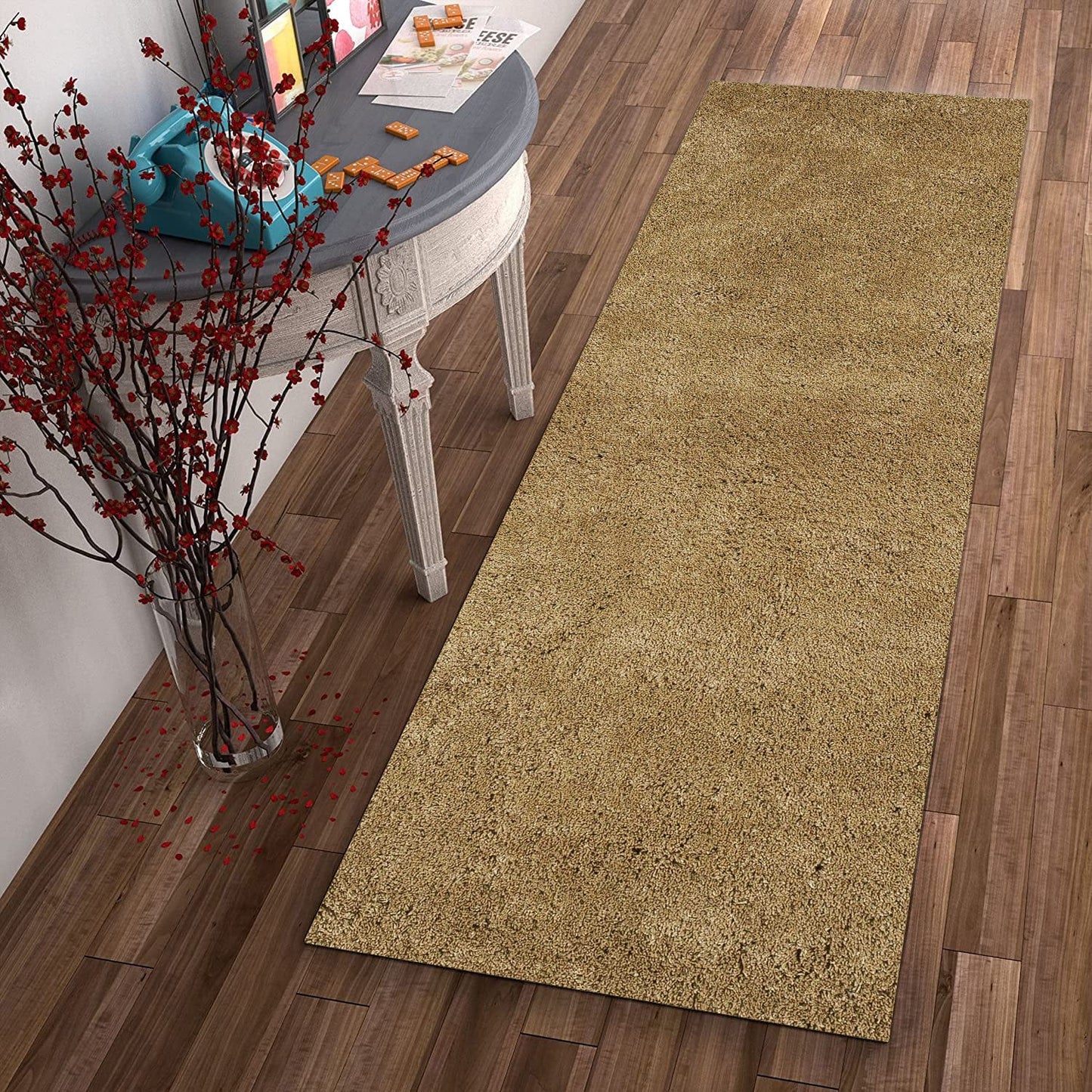 8' Round  Polyester Gold Area Rug