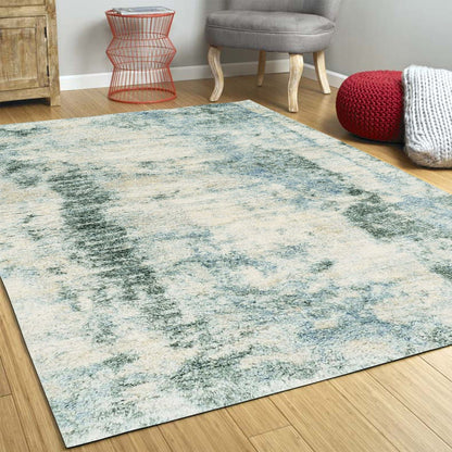 8'X10' Ivory Blue Machine Woven Abstract Indoor Area Rug
