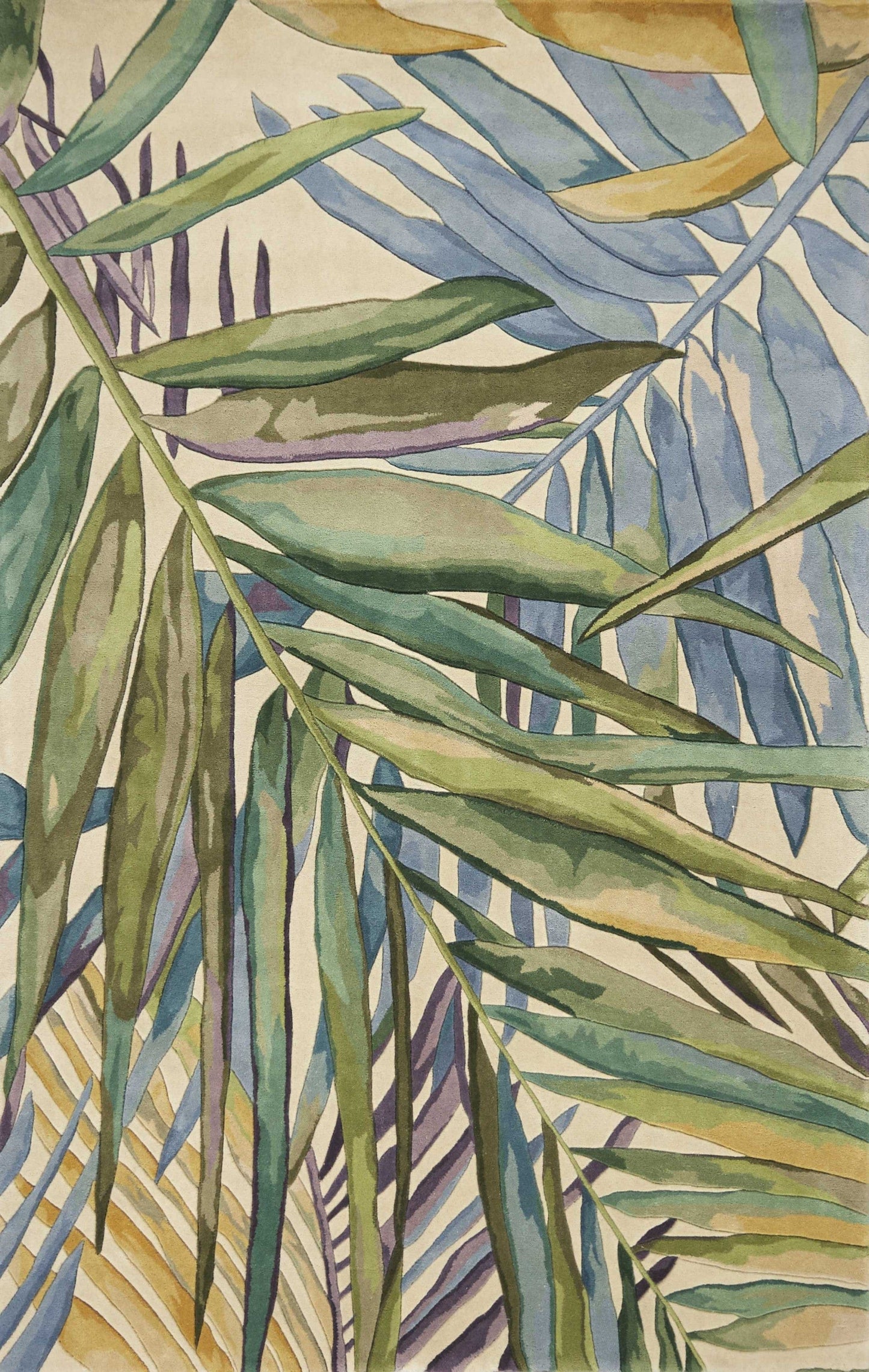 2' X 4' Multicolor Leaves Wool Area Rug