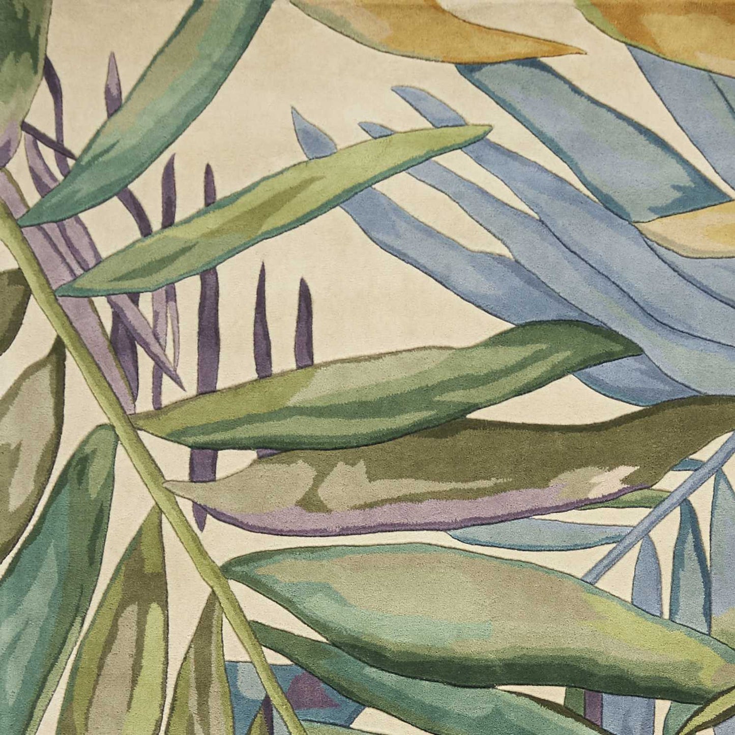 2' X 4' Multicolor Leaves Wool Area Rug