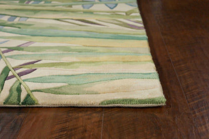 2' X 4' Multicolor Leaves Wool Area Rug