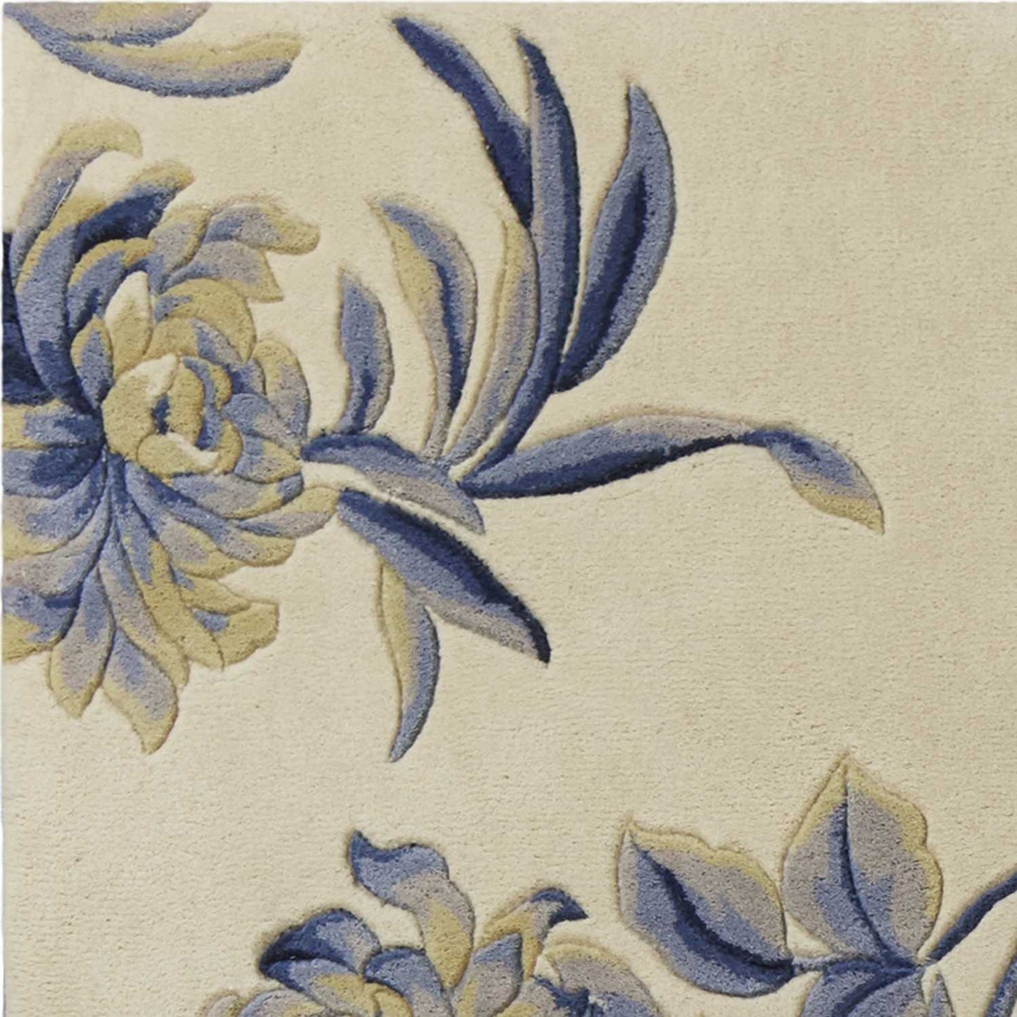 5' X 8'  Wool Ivory Or Blue Area Rug