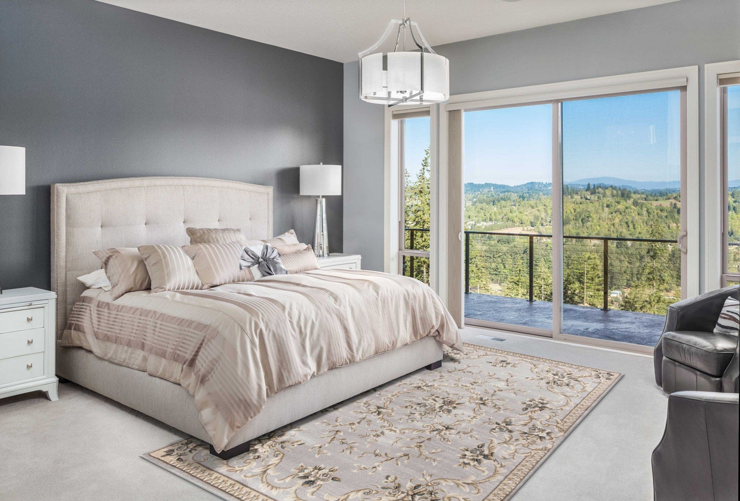 8' Light Grey Polypropylene Runner Rug