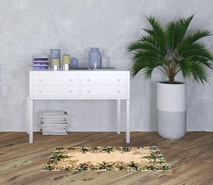 9' X 13' Ivory Wool Floral Hand Tufted Area Rug