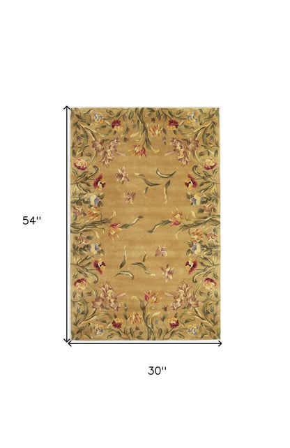 8' X 11' Copper Wool Floral Hand Tufted Area Rug