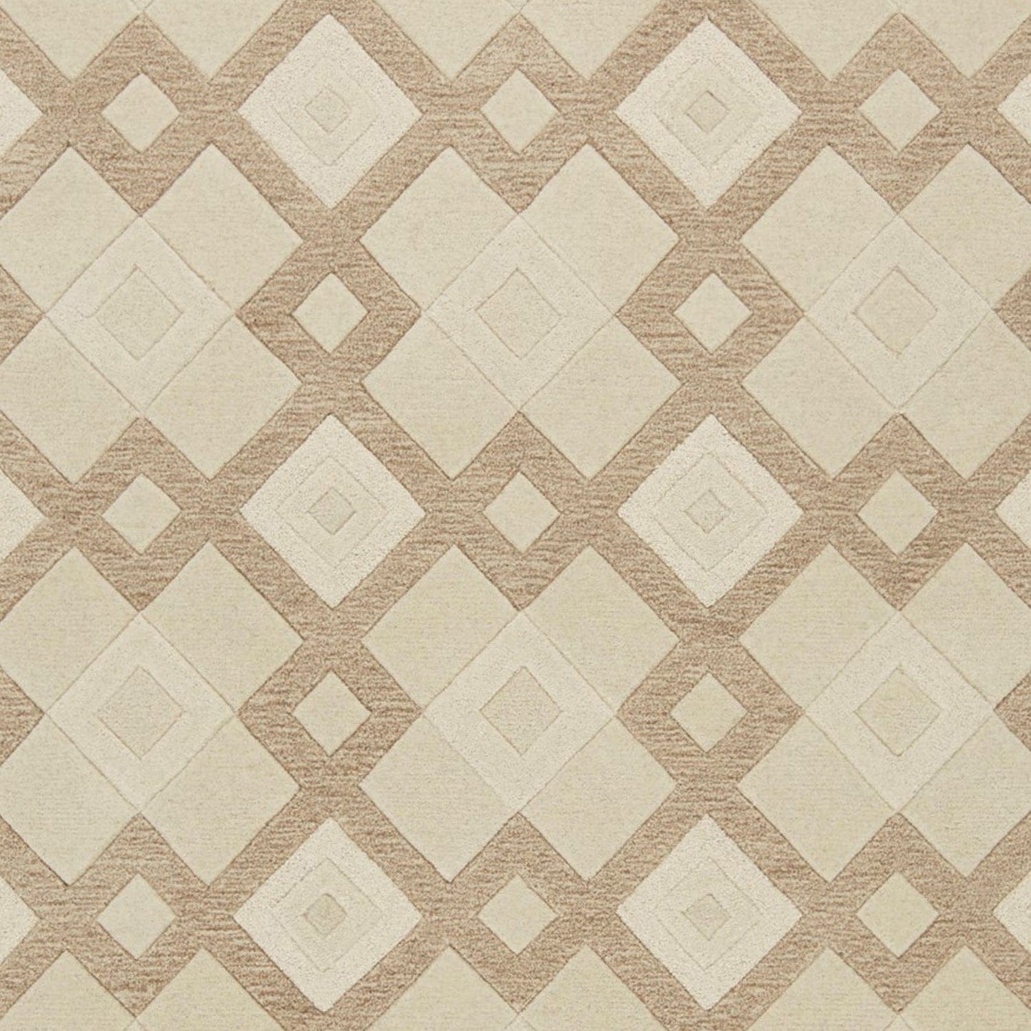 8'X11' Ivory Hand Tufted Geometric Diamond Pattern Indoor Area Rug