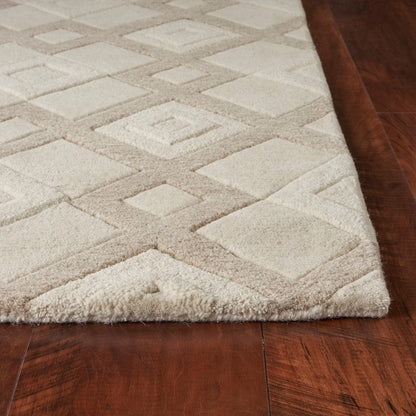 8'X11' Ivory Hand Tufted Geometric Diamond Pattern Indoor Area Rug