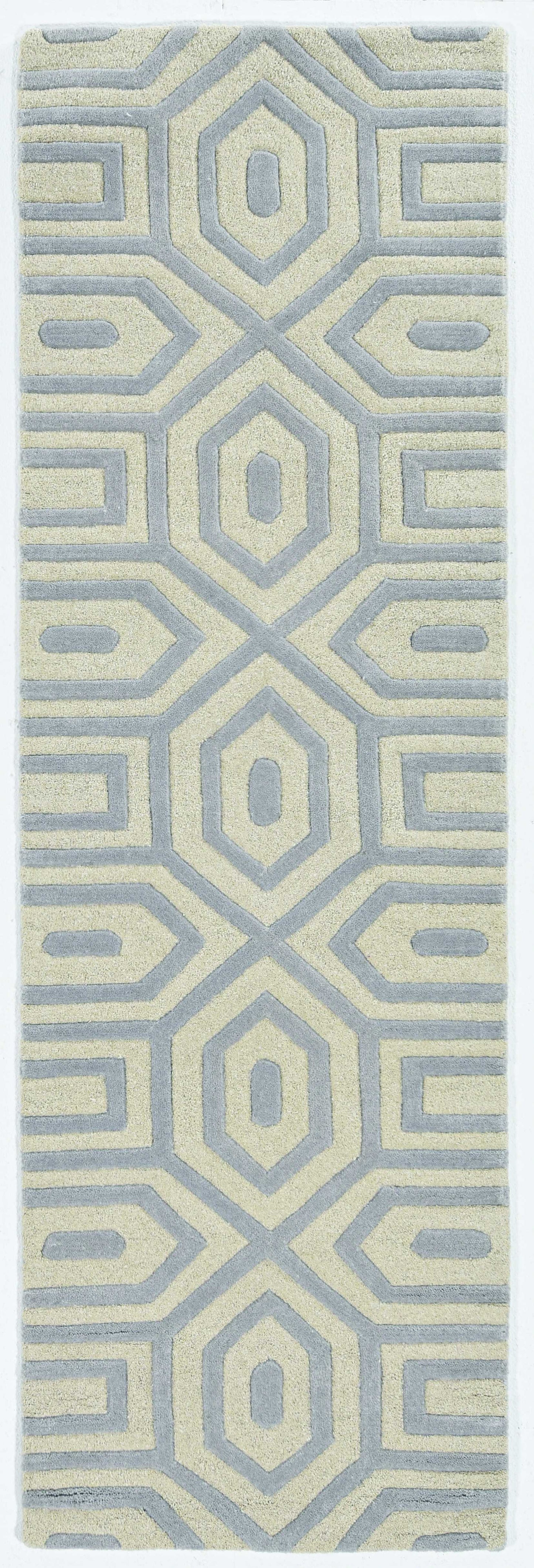 5'X8' Grey Hand Tufted Geometric Indoor Area Rug