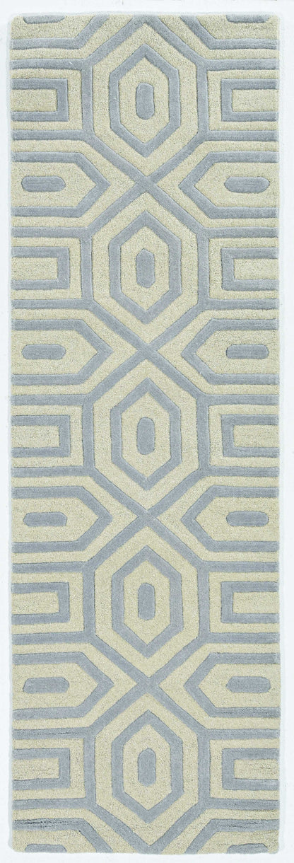 5'X8' Grey Hand Tufted Geometric Indoor Area Rug