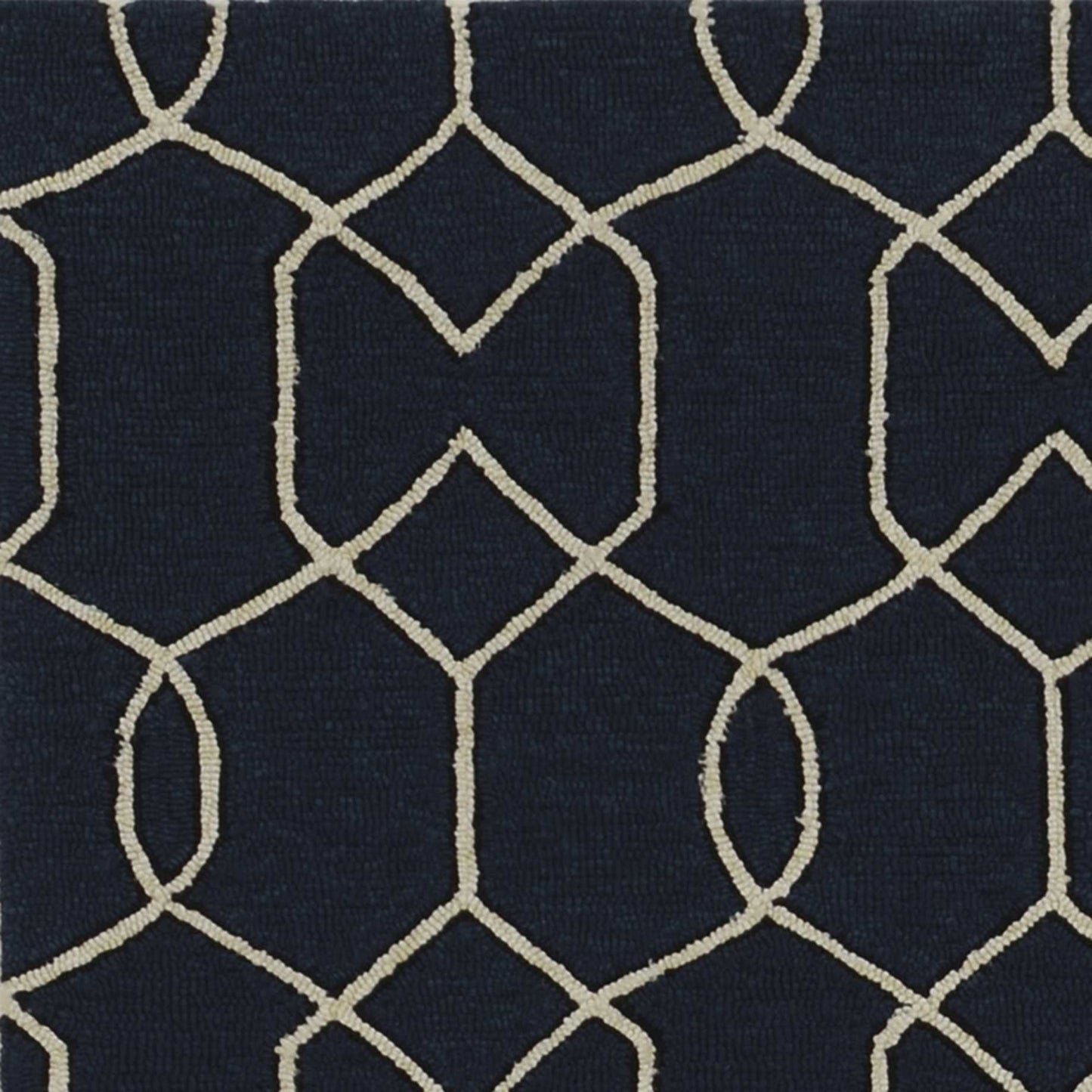 5' X 7' Navy Geometric Trellis Uv Treated Indoor Area Rug
