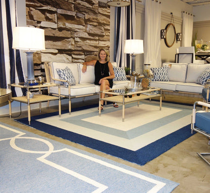 6' X 9'  Uv Treated Polypropylene Slate Or  Navy Area Rug