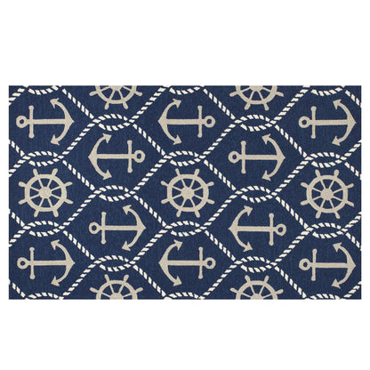 7' X 9'  Uv Treated Polypropylene Navy Area Rug