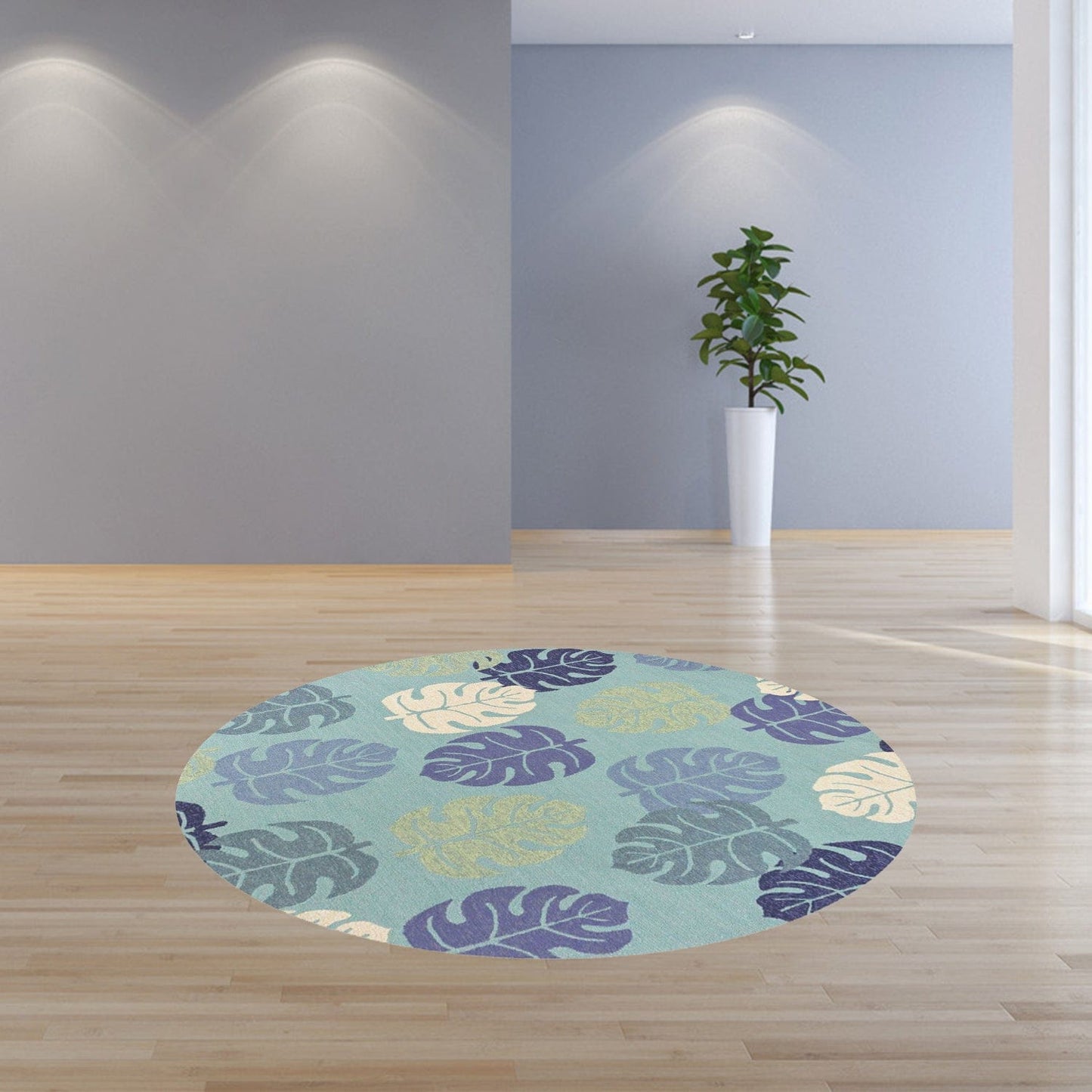 7' X 9'  Uv Treated Polypropylene Turquoise Area Rug