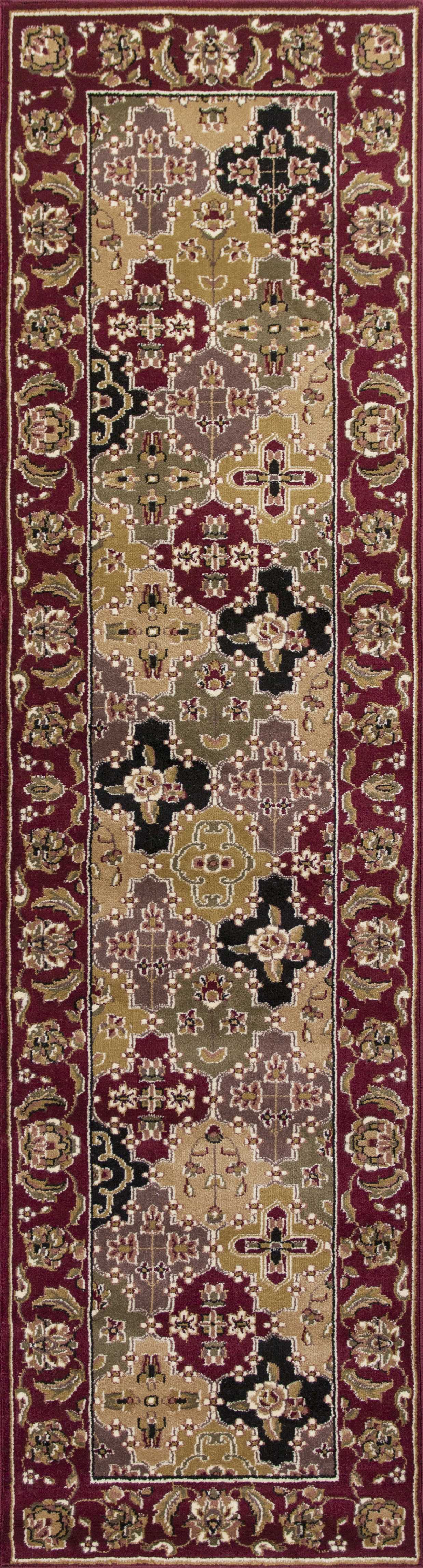 10'X13' Red Machine Woven Traditional Quatrefoil Indoor Area Rug