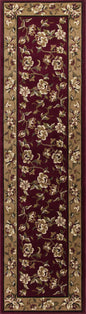 Red And Beige Octagon Floral Vines Area Rug