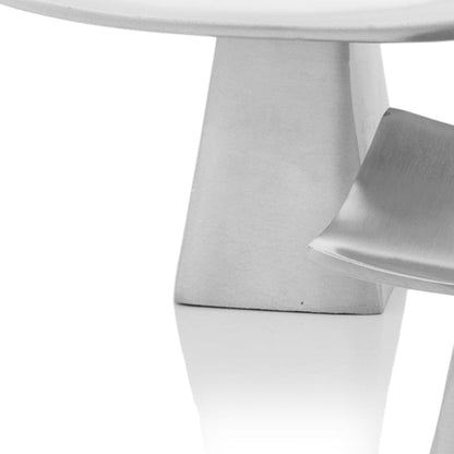 Set Of 2 Mod Matte Silver Pedestal Candle Holders