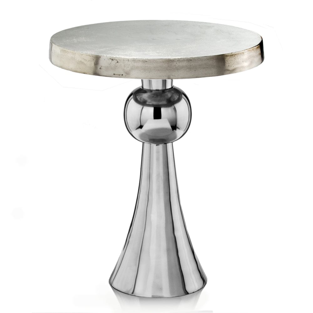 22" X 22" X 27" Buffed And Rough Silver Ball Skirt Table