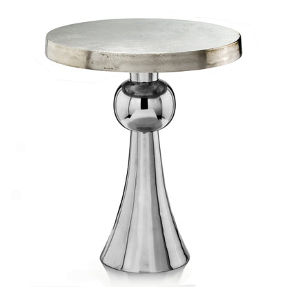 22" X 22" X 27" Buffed And Rough Silver Ball Skirt Table