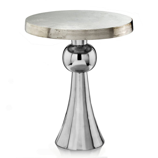22" X 22" X 27" Buffed And Rough Silver Ball Skirt Table